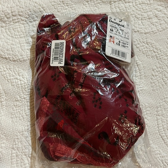 Desigual red asymmetric button up long sleeve. NWT. Size small. - Picture 5 of 5